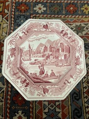 SPODE England ARCHIVE Sutherland Collection CARAMANIAN 9 1/2"d Octagonal Plate